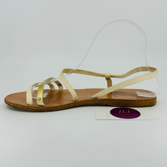 Ancient Greek Sandals Women's Goudi Sandals Off White/Gold Size 39 EU/ 9 US - Picture 9 of 15